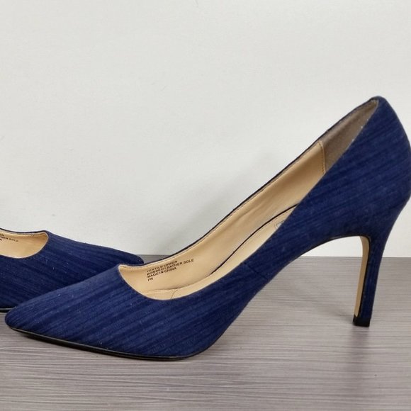 Chales David Caterina Pointy Toe Pump, Blue Textile, Womens Size 8 - Picture 6 of 10